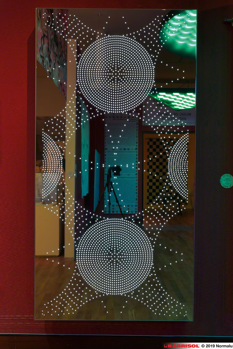 Perforated Silver Mirror with light